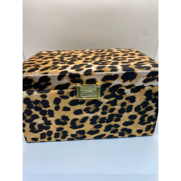 Elegant Cheetah Print 2-Set Velvet Jewelry Box SOUTH STREET LOFT - Picture 2 of 5